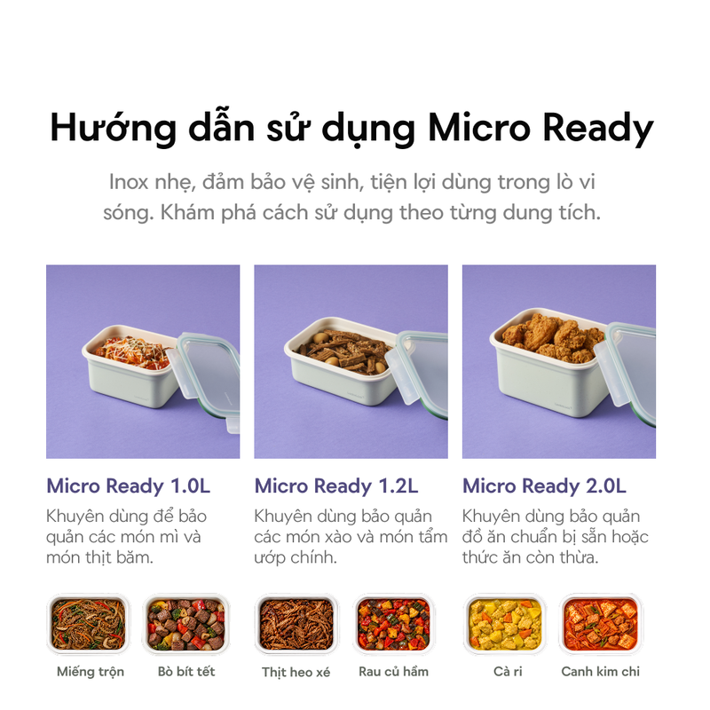 Hộp đựng thực phẩm LocknLock Micro Ready bằng th&eacute;p kh&ocirc;ng gỉ c&oacute; phủ sứ LST d&ugrave;ng được l&ograve; vi s&oacute;ng - Nhiều dung t&iacute;ch image number null